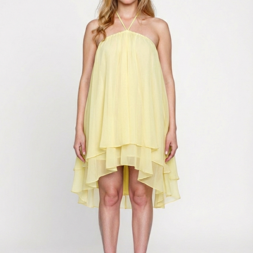 Elegante halterjurk met ruches