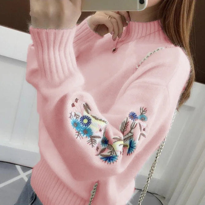 Chunky embroidered cashmere sweater