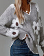 THEA | ELEGANT V-NECK SWEATER WITH FLORAL PRINT