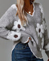 THEA | ELEGANT V-NECK SWEATER WITH FLORAL PRINT