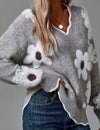 THEA | ELEGANT V-NECK SWEATER WITH FLORAL PRINT