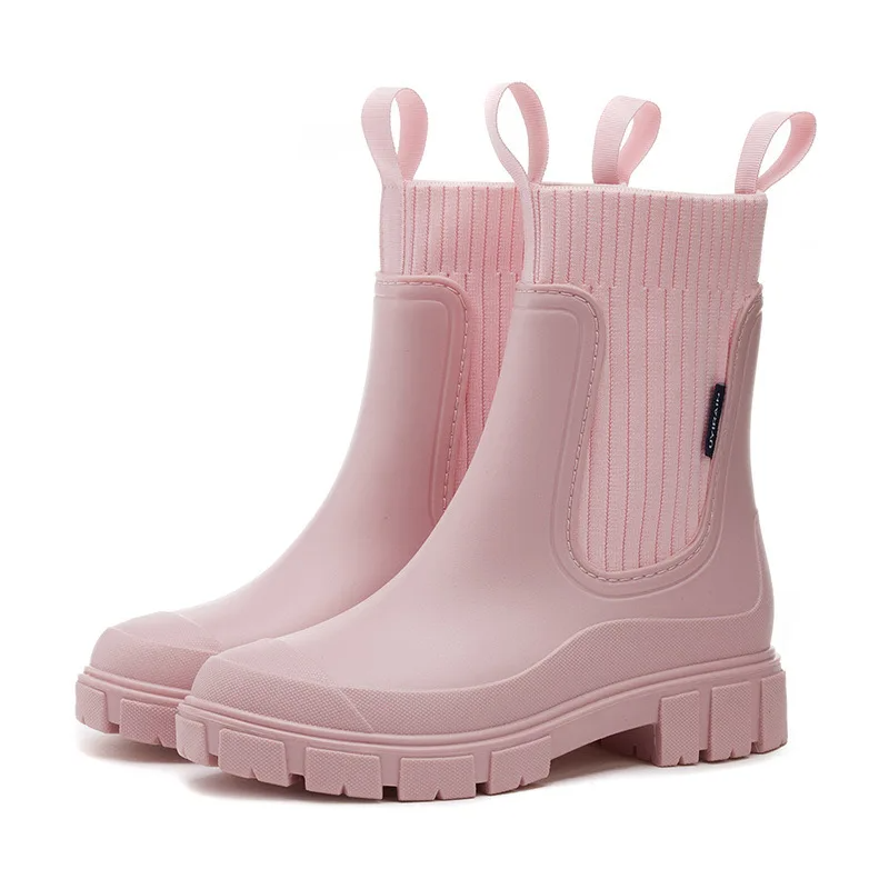 Anti-slip, waterproof boots with a thick sole, mid-calf high