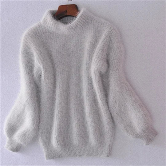 Loose, plain knit sweater - vintage Angora sweater