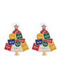 Christmas Tree Gift Earring in Red, Yellow, Green and Blue