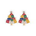 Christmas Tree Gift Earring in Red, Yellow, Green and Blue