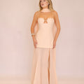 Riviera maxi dress and scarf in nude pink