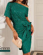 One-shoulder sequined dress