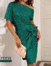 One-shoulder sequined dress