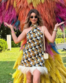 Mini dress with geometric pattern