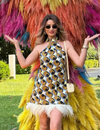 Mini dress with geometric pattern