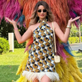 Mini dress with geometric pattern