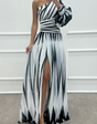 Shiloh - Elegant Striped One-Shoulder Maxi Dress