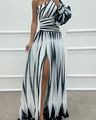 Shiloh - Elegant Striped One-Shoulder Maxi Dress
