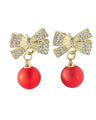 Christmas earring with bow in red and gold