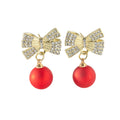 Christmas earring with bow in red and gold