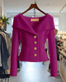Morgane | Elegant and chic cardigan with button closure and wide collar
