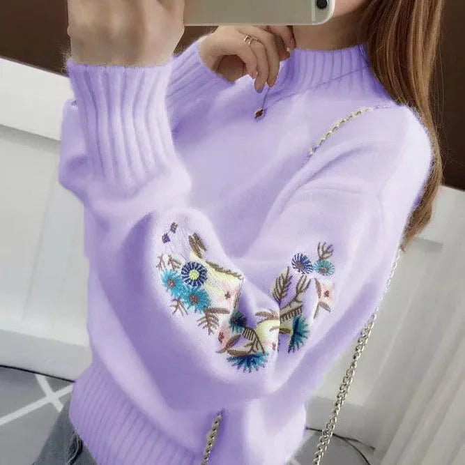 Chunky embroidered cashmere sweater