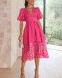 Cindy - Classic midi dress with pattern and puff sleeves