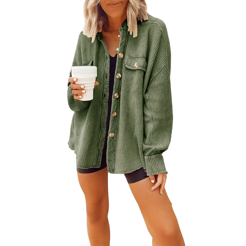 Luvira™ Waffle Knit Button-Up Shirt