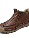 Retro leather men's boots with zipper, designed for comfort and waterproof, suitable for all seasons.