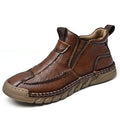 Retro leather men's boots with zipper, designed for comfort and waterproof, suitable for all seasons.