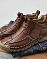 Retro leather men's boots with zipper, designed for comfort and waterproof, suitable for all seasons.