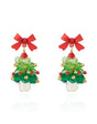 Crystal Christmas Tree Christmas Earring in Red and Green
