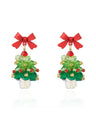 Crystal Christmas Tree Christmas Earring in Red and Green