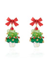 Crystal Christmas Tree Christmas Earring in Red and Green