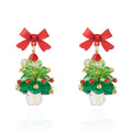 Crystal Christmas Tree Christmas Earring in Red and Green