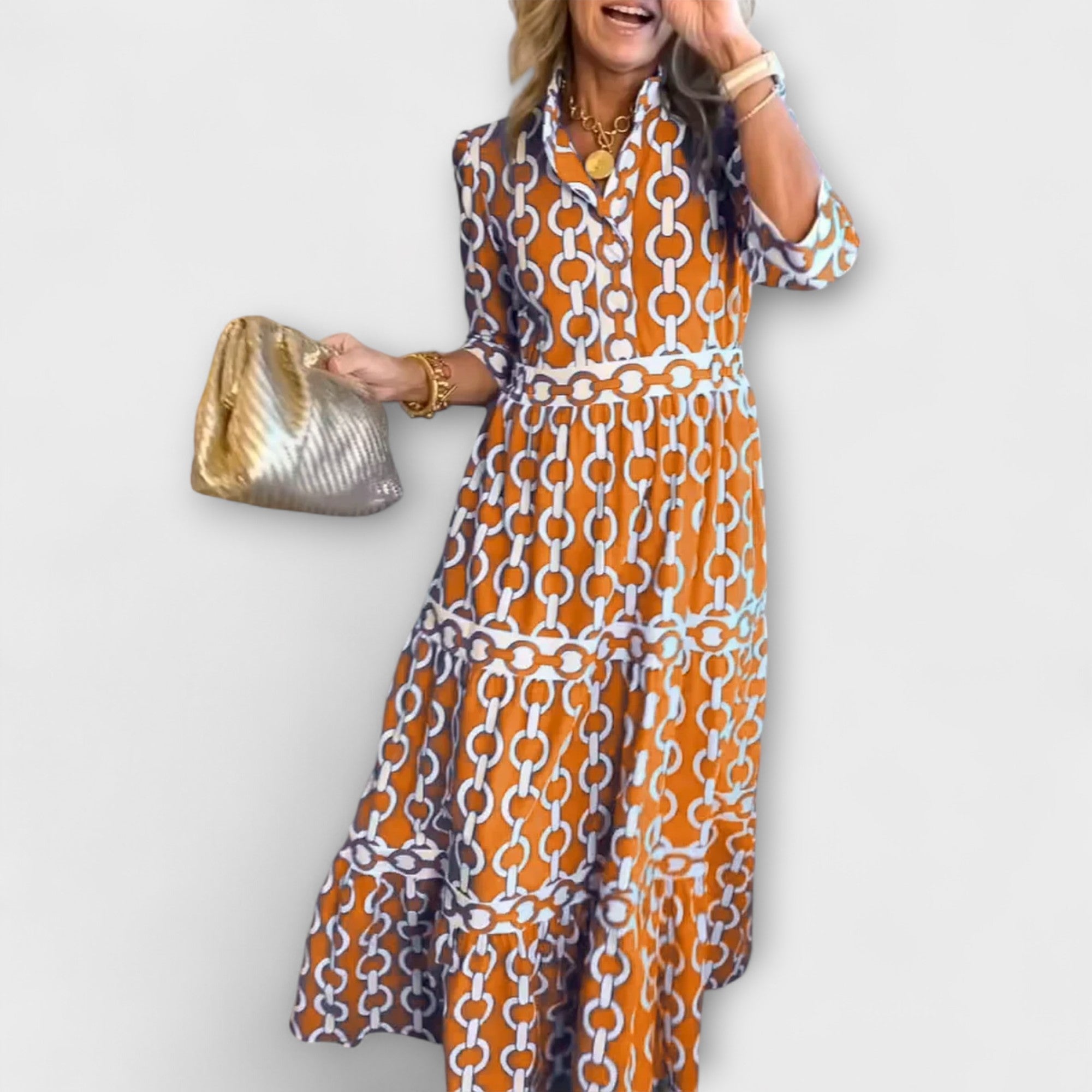 Sophia | Chain Pattern Midi Dress
