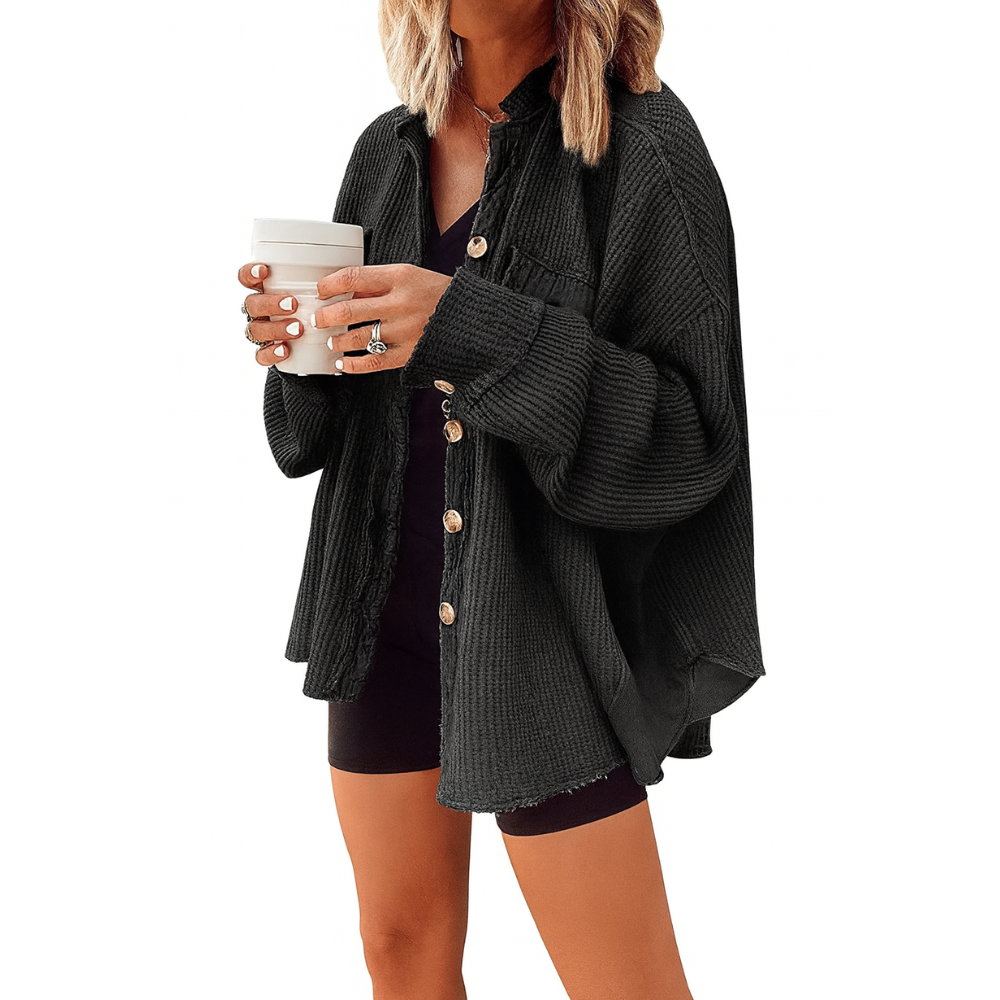 Luvira™ Waffle Knit Button-Up Shirt