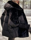 Oversized faux fur hood puffer jacket – ultra-warm street style
