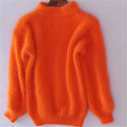 Loose, plain knit sweater - vintage Angora sweater