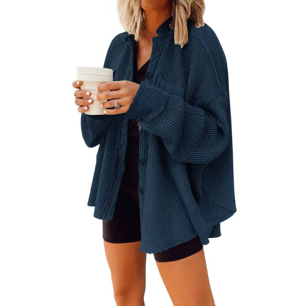 Luvira™ Waffle Knit Button-Up Shirt