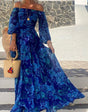 Penelope - Floral Print Bardot Maxi Dress