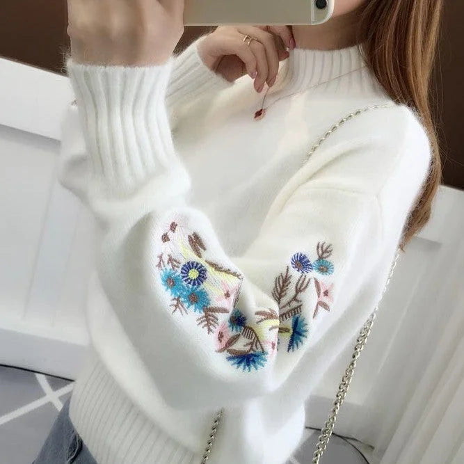 Chunky embroidered cashmere sweater