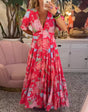 Reagan - V-Neck Floral Maxi Dress with Short Sleeves