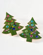Christmas earring with bauble motif in green and multicoloured