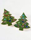 Christmas earring with bauble motif in green and multicoloured