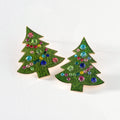 Christmas earring with bauble motif in green and multicoloured