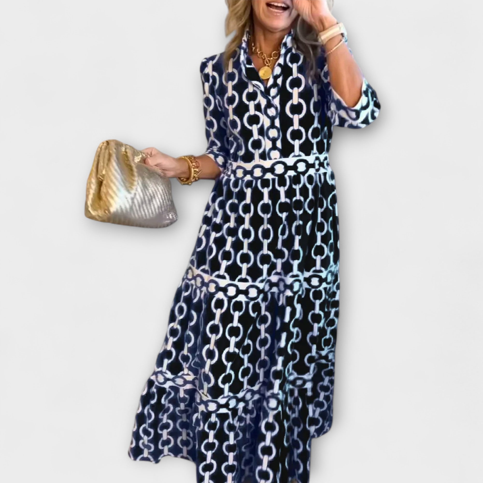Sophia | Chain Pattern Midi Dress