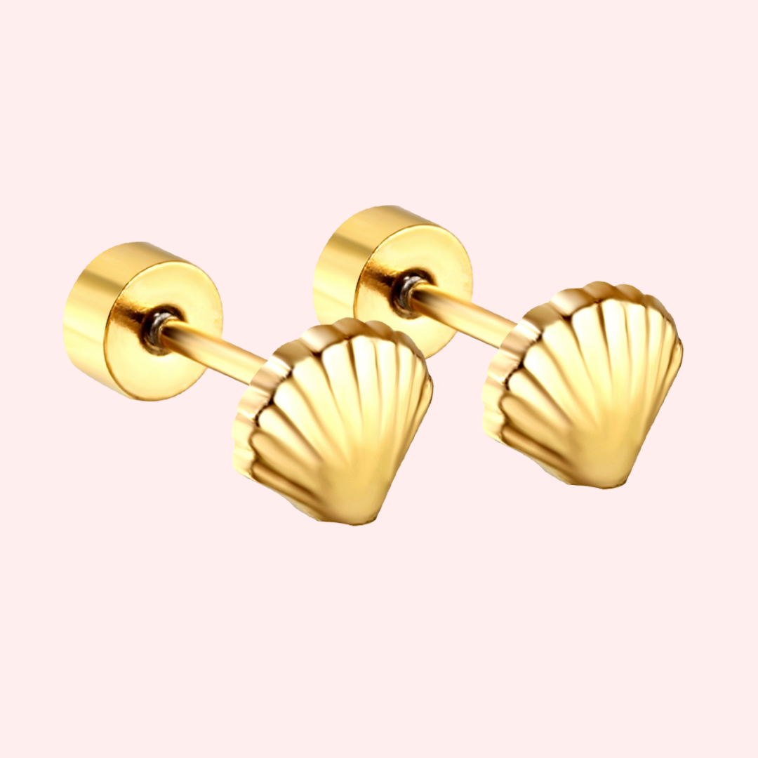 Hypoallergenic Flat Back Shell Stud Earrings