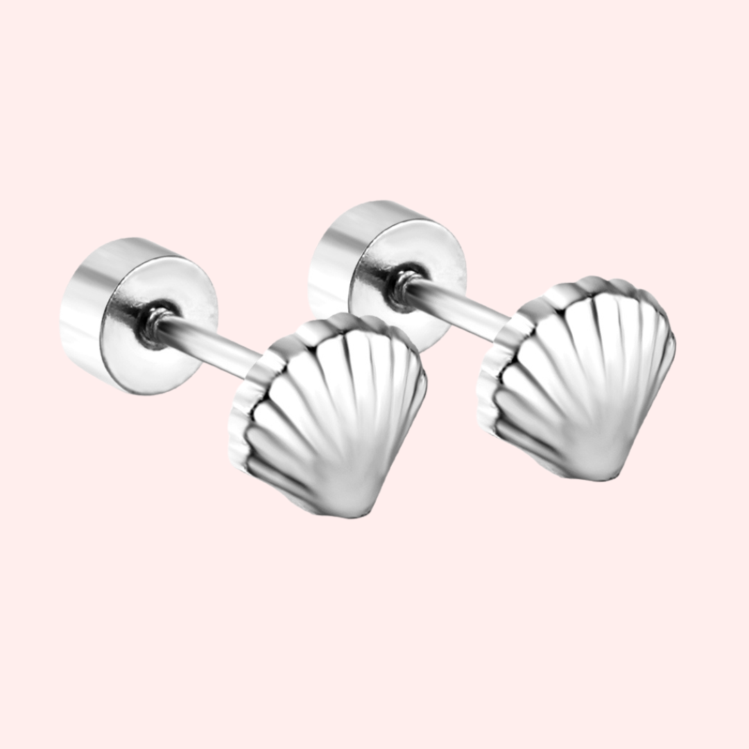 Hypoallergenic Flat Back Shell Stud Earrings