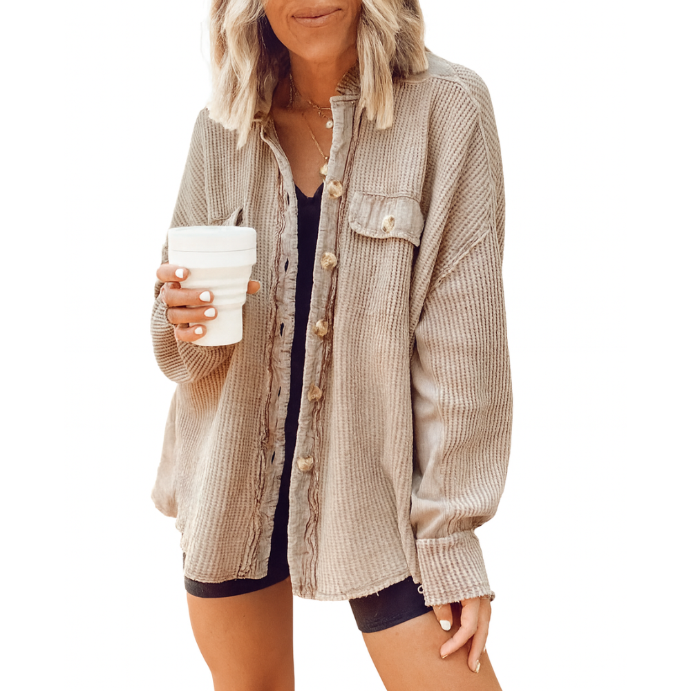 Luvira™ Waffle Knit Button-Up Shirt