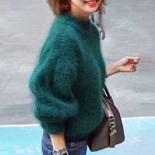 Loose, plain knit sweater - vintage Angora sweater
