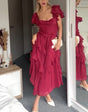 Quinlan - Elegant high-waisted lace-trimmed dress