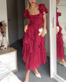 Quinlan - Elegant high-waisted lace-trimmed dress