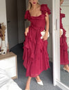 Quinlan - Elegant high-waisted lace-trimmed dress