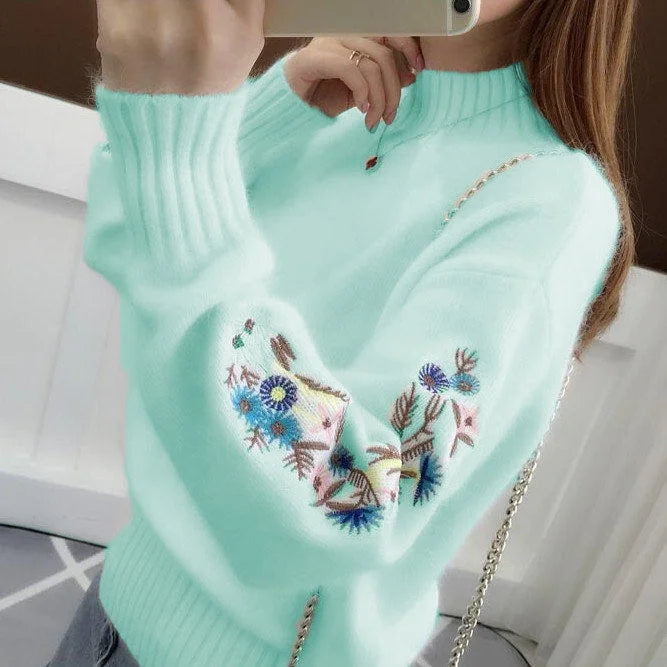 Chunky embroidered cashmere sweater